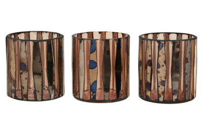 Orsina Gaia Set Of 3 Pink Tealight Holders from B&Q