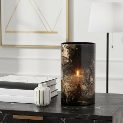 Orsina Gaia Black And Gold Large Candle Holder from B&Q
