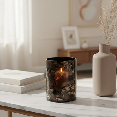 Orsina Gaia Black And Gold Small Candle Holder from B&Q