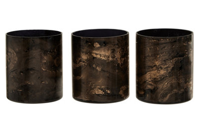 Orsina Gaia Set Of 3 Black And Gold Tealight Holders from B&Q