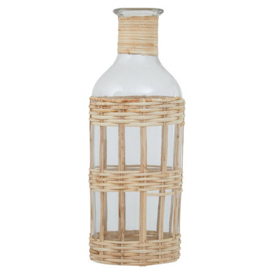 Orsina Kuta Natural Cane And Glass Large Vase from B&Q
