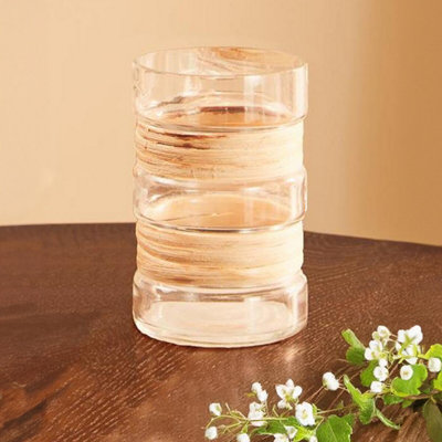 Orsina Medium Glass VaseCoastal And Textured Tall Glass VaseClear Glass And Natural Cane Rustic VaseClear Vase from B&Q