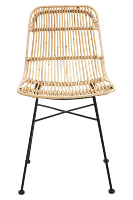 Orsina Natural Rattan Chair With Black Metal LegsHand Woven Rattan Dining ChairOutdoor Rattan Chair For Garden from B&Q