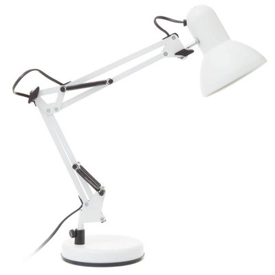 Orsina Studio Matte White Metal Desk LampAdjustable Anglepoise Design Tall Table LampsContemporary Desk Lamp from B&Q