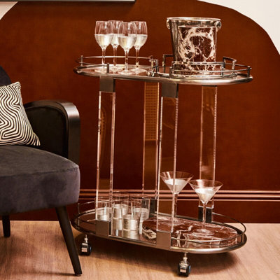 Orsina Metallic Frame Drinks TrolleySleek Gold And Black Bar Serving CartFunctional Two Tier Beverage Trolley from B&Q
