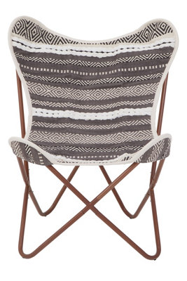 Premier Housewares Grey/White Cefena And Butterfly Chair