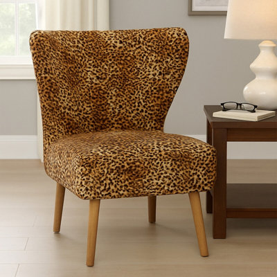 Premier Housewares Cefena Leopard Print Velvet Chair