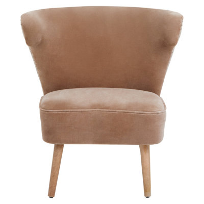 Orsina Mink Velvet And Natural Linen ChairDual Tone Accent Chair With Stud DetailingHigh Back Chair from B&Q
