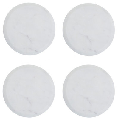 Orsina Set Of Four Round White Marble CoastersDurable Natural Stone Coasters For Home from B&Q