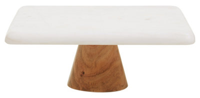 Orsina Monzaro White Marble And Acacia Wood Cake Stand from B&Q