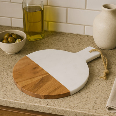 Orsina Large Marble And Acacia Wood Chopping Board from B&Q