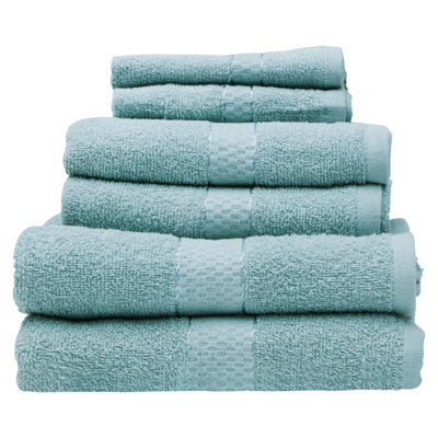 Premier Housewares Interiors By Premier 6Pc Desert Sage Towel Set, Ultra-Soft Cotton Towels With Quick-Dry Technology, Includes 2 Bath Towels