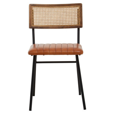 Orsina Tan Leather Dining ChairSturdy Dining Room ChairLeather Effect Accent Chair For HomeOffice from B&Q