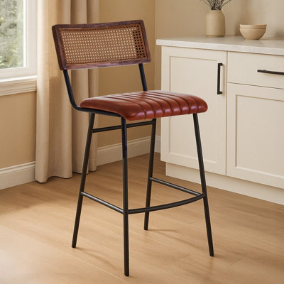 Orsina Tan Leather Upholstered Bar Chair from B&Q
