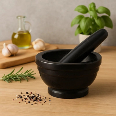 Orsina Brown Marble Mortar And PestleDurable Natural Stone Grinder For Kitchen Use from B&Q
