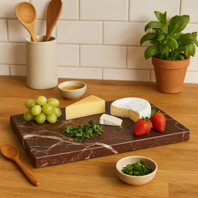 Premier Housewares Salmo Rectangular Red Marble Chopping And Serving Board from B&Q