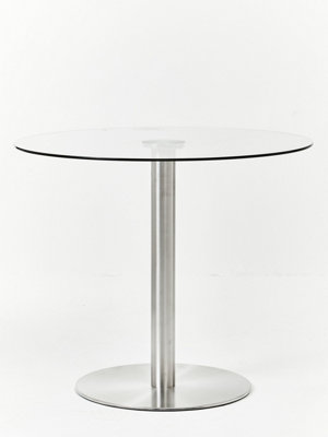 Orsina Minimalist Design Round Silver Finish Dining TableMetropolitan Small Dining TableSturdy Kitchen Table from B&Q