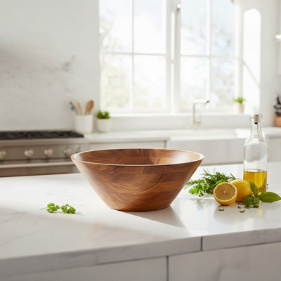 Orsina Rosi Large Round Sheesham Wood Tapered Salad Bowl from B&Q