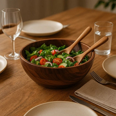Orsina Rosi Large Round Sheesham Wood Salad Bowl from B&Q