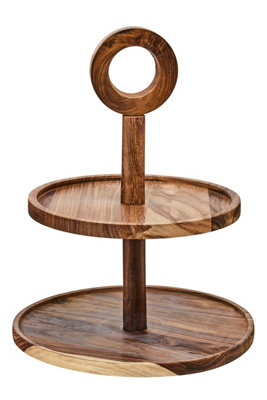 Orsina Kora Sheesham Wood Two Tier Cake Stand from B&Q