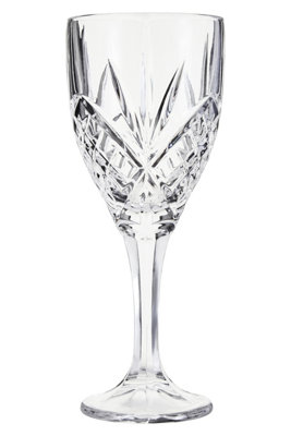 B&Q -  Elegant 290Ml Clear Crystal Wine Glass With Diamond Cut DesignStylish Glassware For Wine And Cocktails