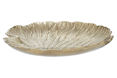 Orsina Salma Large Gold Finish Lotus Leaf Plate. - Gold - Image 4