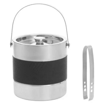  - Mixology Silver Finish Ice Bucket With Tongs