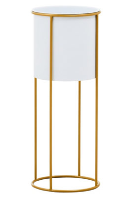 Orsina Sleek And Sturdy Large Black And Gold Floor Standing PlanterStylish And Functional Outdoor Garden Pots from B&Q
