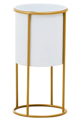Orsina Stylish And Functional Large Black And Gold Floor Standing PlanterSleek And Sturdy Outdoor Garden Pots from B&Q