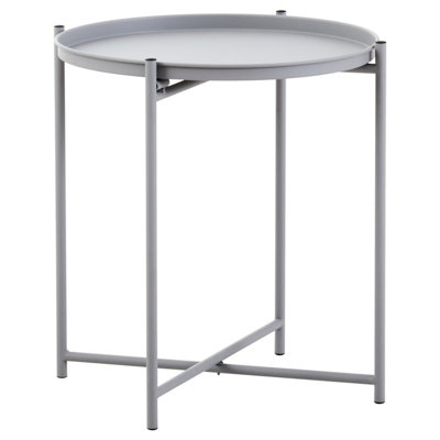 Orsina Side Table With Round Grey TopSpace Saving And Functional Small Side Tables By CouchSleek Bedside Table from B&Q