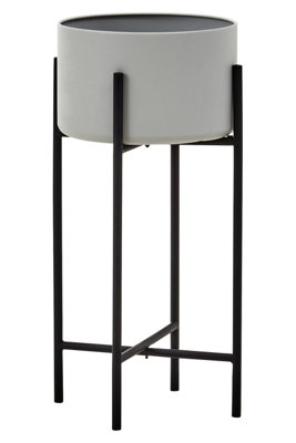 Orsina Durable Large Grey And Black Floor Standing PlanterContemporary Design Outdoor Pot For Artificial Flowers from B&Q