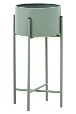Premier Housewares Interiors By Premier Sturdy Large Floor Standing Planter, Contemporary Outdoor Pot For Flowers, Durable Floor Planter Green