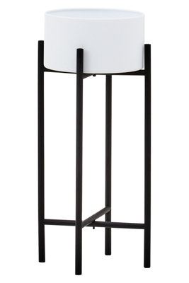 Orsina Sturdy And Durable Small White And Black Floor Standing PlanterContemporary Design Outdoor Pot For Flowers from B&Q