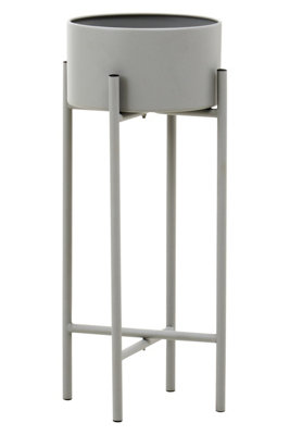 B&Q -  Sturdy Small Grey Floor Standing PlanterContemporary Outdoor Pot For FlowersDurable Floor Planter