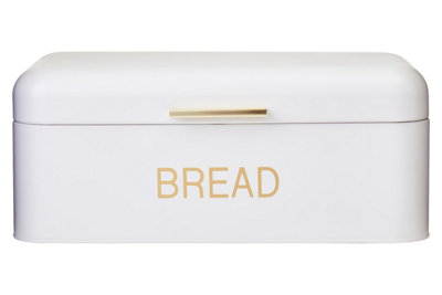 Orsina Matte Cream Bread Bin With Gold HandleTin Bread Storage Box For KitchenLarge Capacity Bread Container from B&Q