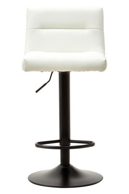 Orsina Comfortable White Leather Effect Bar StoolLeather Upholstered Bar StoolLuxurious Modern Bar Stool from B&Q