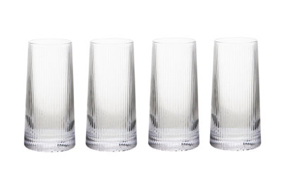 Orsina Set Of Four Eldon Ribbed Clear Hi Ball Glasses Mob Packagaing from B&Q