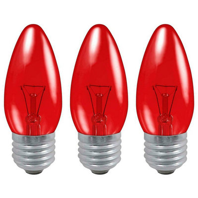 Crompton Lamps 40W Candle E27 Dimmable Fireglow Red (3 Pack) from B&Q