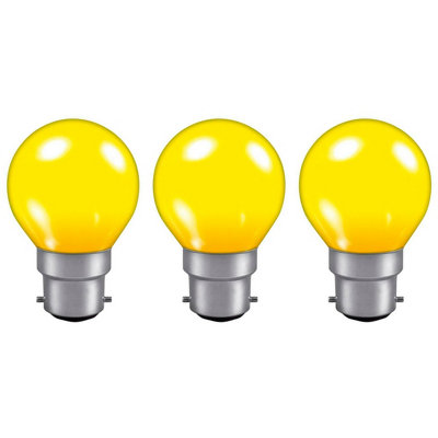 Crompton Lamps 15W Golfball B22 Dimmable Colourglazed Ip65 Yellow (3 Pack) from B&Q