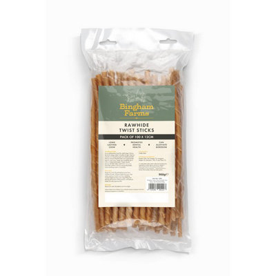 Bingham Farms 12Cm Rawhide Twist Sticks 100 Pk 900G from B&Q