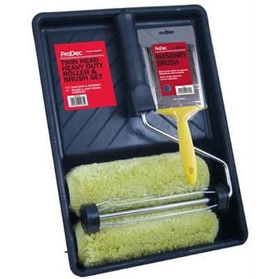 Prodec 9" X 1.75" 5 Pc Twin Long Pile Masonry Paint Roller & Brush Set from B&Q