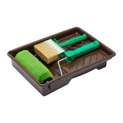 B&Q -  4 Piece 7" Shed & Fence Roller Set & 4" Block Brush For Diy Painting Of Woodstains On Exterior Woodwork