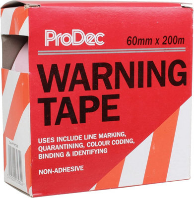 ProDec 60mm x 200m Non-Adhesive Red/White Warning Tape (12 Pack) - Image 3