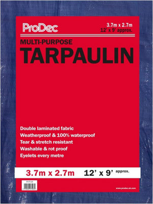 Prodec Double Laminated 2.7X3.5Mtr Tarpaulin Blue from B&Q