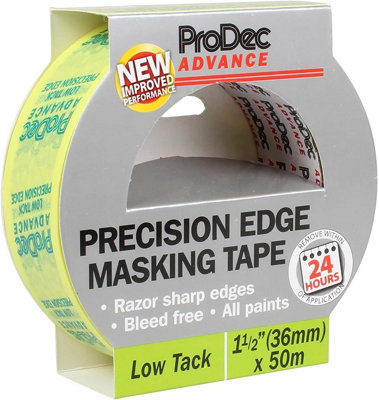 Prodec Advance 36mm (1.5 Inch) X 50M Low Tack Precision Edge Multi Surface Painters Masking Tape from B&Q