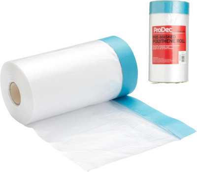B&Q -  180Cm X 25M Pre-Masked Polythene Dust Sheet RollDustproof And Waterproof Ideal For Covering