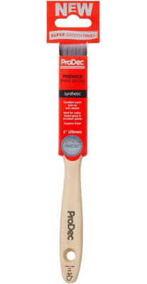 Prodec Premier Trade Professional Synthetic Paint Brush For A Smooth Finish Painting With EmulsionGloss And Satin 25mm from B&Q