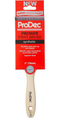 Prodec Premier Trade Professional Synthetic Paint Brush For A Smooth Finish Painting With EmulsionGloss And Satin 75mm from B&Q