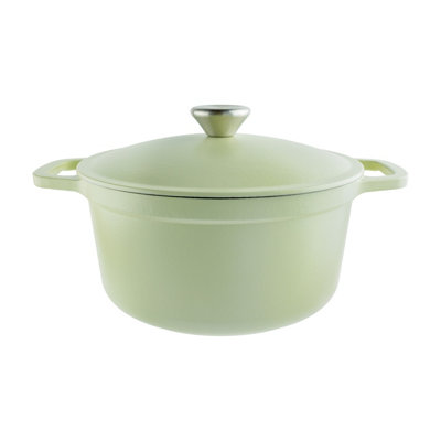 Commichef Lightweight Cast Iron Casserole 22Cm3LGreenDutch Oven Pot With Lid For CookingInduction Hob Compatible Stewpot from B&Q