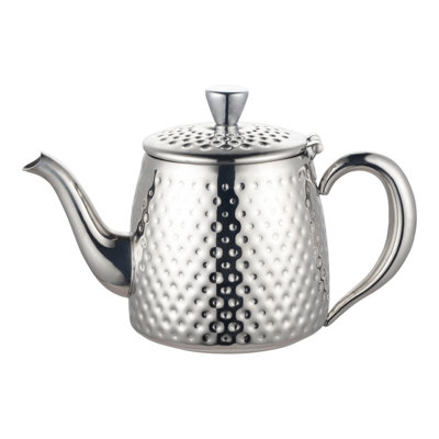 Café Olé Sandringham Teapot35Oz / 1000Ml / 3-4 MugsStainless SteelMirror Polished With Hammered Finish from B&Q